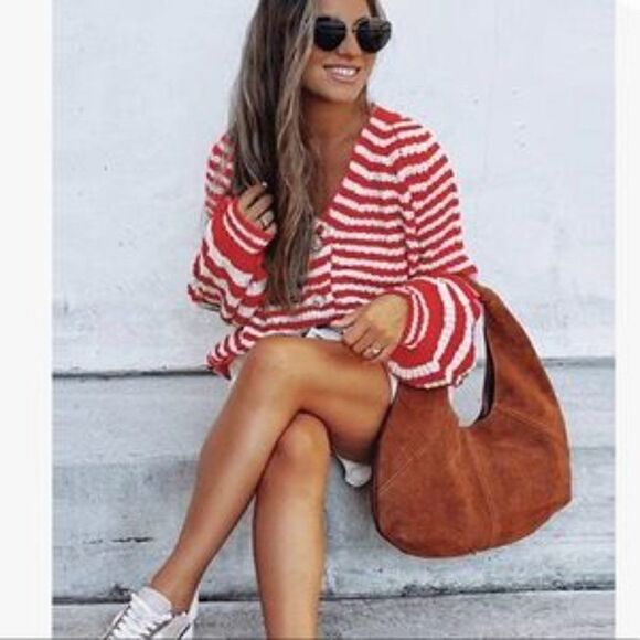 NEW Striped Button Down Long Sweater Cardigan - Picture 6 of 9